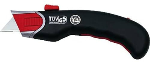 WEDO Safety Cutter Premium – Sicherheitsmesser mit automatischem Klingenrückzug, Metallgriff & Gummieinsatz, inkl. 5 Wechselklingen, ergonomisch für Rechts- & Linkshänder