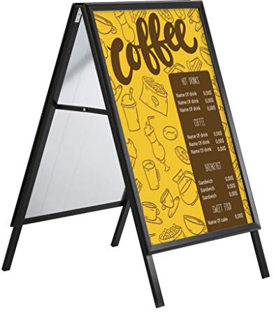 DISPLAY SALES Kundenstopper DIN A1 wetterfest schwarz 32mm Profil | Outdoor Plakataufsteller, beidseitig nutzbar für 2 Plakate, Gehweg Aufsteller mit 32mm Profil in schwarz, Plakatständer