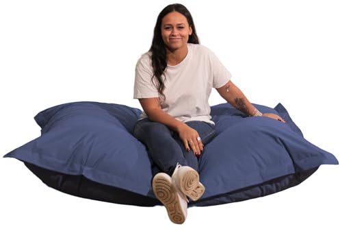 bananair Sitzsack Outdoor XXL Wasserfest - Bequem, Vielseitig, UV-beständig, Maschinenwaschbar Bezug - Sitzsack Kinder & Erwachsene für Garten, Ideal auch in Innenräumen - 180 x 140 cm - Blau
