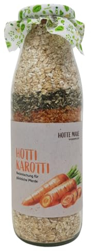 RL24 Hotte Maxe - Leckerli-Backmischung Hotti Karotti – zum frischen Zubereiten von Pferdeleckerlis – Keksmischung für Pferde – Pferdefutter ohne Zusatzstoffe – 1 x 500 ml Flasche