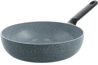 BK Blue Label Granit-Keramik-Antihaft-Wok Ø28 cm/3,7 l, PFAS-frei, Induktionswok, Granit-Antihaftbeschichtung, Ofenfest bis 160 °C, Spülmaschinenfest, Schnelle Erhitzung, Kühle Griffe, Blau