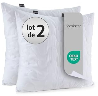 Komfortec Kopfkissen 80x80 cm 2er Set, Höhenverstellbar Gesteppt Kissen, Oeko-TEX Zertifiziert, Allergiker geeignet