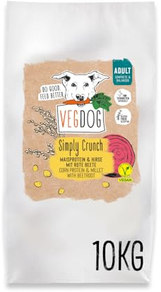 VEGDOG Simply Crunch hypoallergenes Trockenfutter (10 kg) | Adulte Hunde | ohne Gluten und Soja, gut verträglich, purinarm | Alleinfutter für Allergiker mit Maisprotein