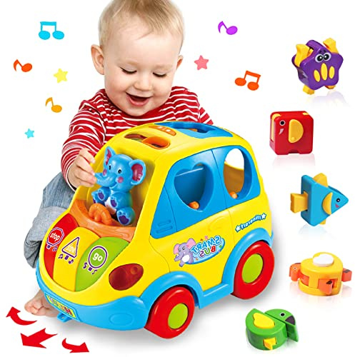 KALOISYHE Baby Spielzeug ab 1 Jahr Babyspielzeug ab 12 18 Monate | Kinderspielzeug ab 1 2 3 Jahre Mädchen Junge Kinder,Sortieren Bus Geschenk Tiergeräusche Musik Auto für Kleinkind