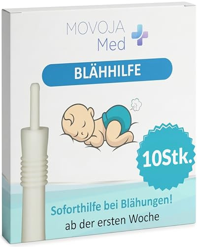 MOVOJA-MED 10 STÜCK Blähhilfe für Babys - Effektive Hilfe für Babys mit Blähungen | Ganz ohne Medikamente | Sanfte Abhilfe bei Säuglings-koliken und Blähbauch I Blähungshilfe Pupshilfe Pupsröhrchen