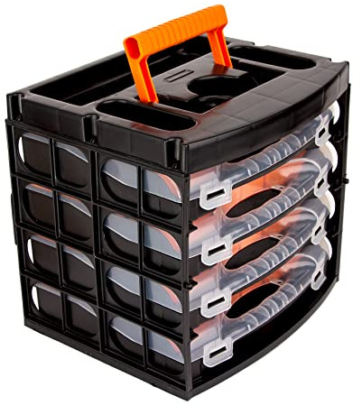 BigDean Sortierkasten Werkzeugkoffer mit 4 herausnehmbaren Schubladen - Sortierkästen Sortierkoffer – Sortimentskasten Schraubenbox - Organizer für Kleinteile -