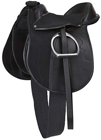 Covalliero Sattelset Economy, Pony, schwarz, 15 Zoll, Kammerweite 34,5cm, Synthetikmaterial, Pferde, rutschhemmend, individuell justierbar