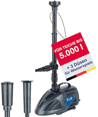 T.I.P. Wasserspielpumpe WPS 2000 R, 2000 l/h, Teichpumpe, Wasserspiele, Schwarz, für Innen- und Außenbereich, effiziente Wasserförderung, einstellbares Teleskoprohr, 30422