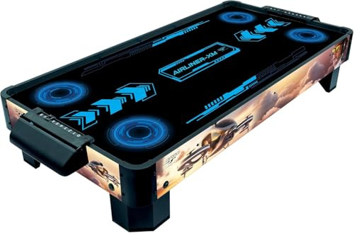 Carromco Airhockey Airliner-XM – Airhockey Tischspiel mit Gebläse & Motor für 2 Spieler ab 6 Jahren – Air Hockey Table Auflage inkl. 4 Pusher & 4 Pucks – 51 x 102 x 20,5 cm