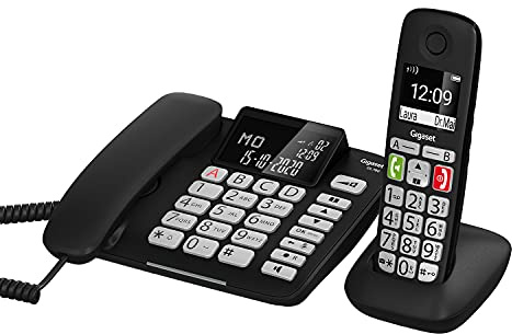 Gigaset DL780 Plus Kombi-Set schnurgebundenes Telefon & Mobilteil, extralaut Hören, hörgerätekompatibel, gemeinsames Telefonbuch, schwarz