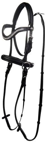 RL24 - Trensenzaum gebisslos für Holzpferde Funny Horses von HKM | Trense aus Echtleder in schwarz | Zaumzeug für Holzpferd mit Zügel | Pferdespielzeug für Kinder | Holzpferd Zubehör für Minishetty