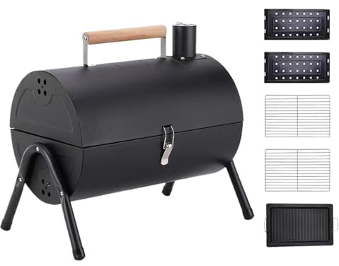 Fassgrill Leichter Deckel rutschfeste antihaftbeschichtete Oberfläche | Barbecue-Smoker für Garten Rutschfest, antihaftbeschichtet, belüftet, für Draußen, Balkon, Terrasse, Camping, Picknick, , Ho