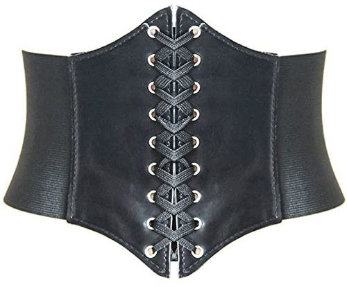 HANERDUN Damen Gürtel Elastische Breit Korsett Tied Vintage Taillengürtel | Damen Elastischen Korsett, Schnürgürtel, Retro Gürtel, Waspie Gürtel, Taille Hüftgurt, Corset Belt, Mittelalter, Piraten Belt