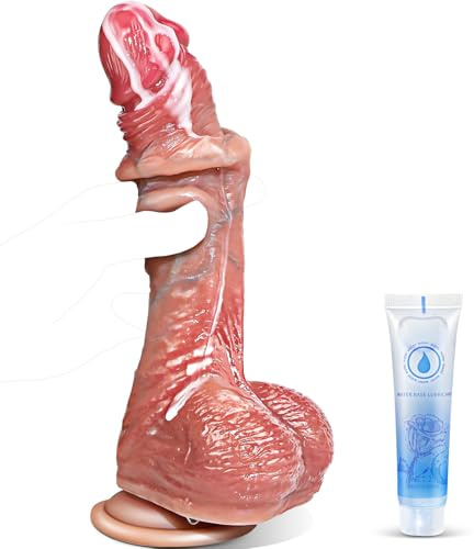 Realistischer Dildo Sex Spielzeug für die Paare Männer Frau Extrem - Silikon Toys Anal Dildos Diloschwanz für Frauen Solo mit Beweglicher Vorhaut & Hoden, Penis Analdildo Gay Erotisches Sexspielzeug