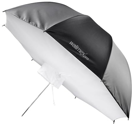 Walimex pro Schirmsoftbox Reflektor Ø 109 cm, Softbox mit silberfarbener Reflexschicht ideal für Porträt- und Produktfotografie, Lichtformer für Studioblitz