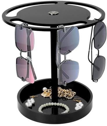 JABNOW 360 Grad Drehbarer Acryl Brillenständer, Mehrere Brillen Aufbewahrung, Schwarz Halter Sonnenbrillenständer, Für Aufbewahrung und Präsentation Brillen, Brillenständer zum Aufhängen