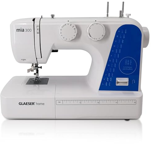 GLAESER® Home Mia 300 Nähmaschine Easy für Anfänger mit Automatischer Einfädler, 24 Stich-Varianten, Kinderleichte Bedienung