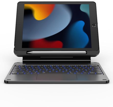 Dexnor Tastatur Hülle für iPad 10.2 Zoll 9/8/7 Generation, für iPad 9. Generation Hülle mit Tastatur, Trackpad Pencil Halter Beleuchtung Magnetisch Magic Style Keyboard Case Deutsches QWERTZ, Schwarz