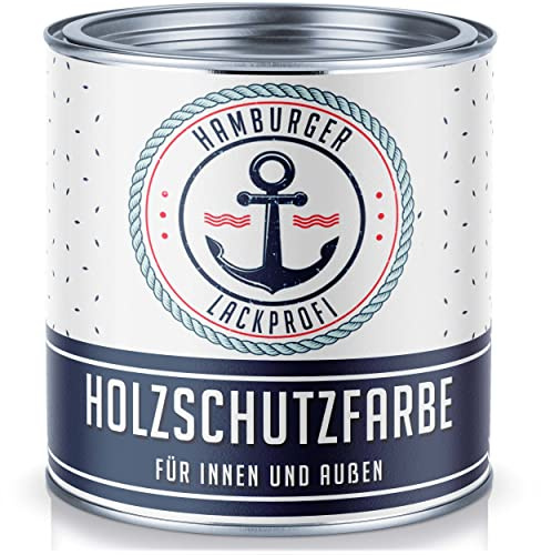 PU Holzschutzfarbe SEIDENMATT Weiß RAL 9010 Weiß Hochwertige Wetterschutzfarbe Holzfarbe Holzlack - PU verstärkt, UV-beständig und Wetterbeständig - Hamburger Lack-Profi (1 L)
