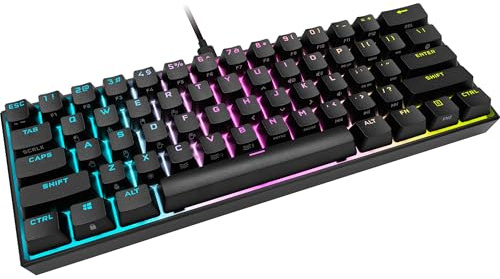 Corsair K65 RGB MINI 60% Mechanische Gaming-Tastatur (Anpassbare RGB-Beleuchtung einzelner Tasten, CHERRY MX SPEED-Tasten, PBT-Double-Shot-Tastenkappen, AXON-Technologie) QWERTZ, Schwarz