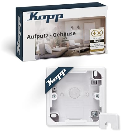 Kopp STANDARD 1-fach Aufputz-Gehäuse in Arktisweiß - Aufputzgehäuse zur Montage von UP-Schaltern - Halogenfreies Gehäuse mit Schutzart IP20 - Horizontal oder vertikal montierbar