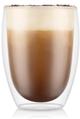Bodum PAVINA Doppelwandige Gläser 6 Stück – 350ml Latte Tassen – Thermogläser – Spülmaschinenfest – Mundgeblasenes Borosilikatglas
