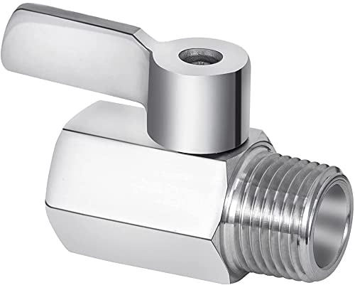 Qeunrtiy Duschkopf Absperrventil, Mini Kugelventil Rostfreier 304, NPT Gewinde (1/2 AußEngewinde X 1/2 Innengewinde), 1 Packung