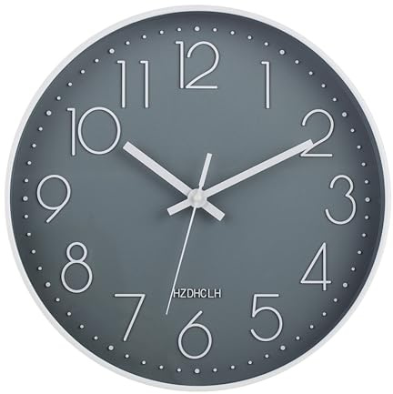HZDHCLH Funk Wanduhr 30 cm Lautlose Wanduhr Ohne Tickgeräusche, Moderne Batteriebetriebene Uhr für Zuhause, Küche, Wohnzimmer, Büro, Wanddekoration(Grau)