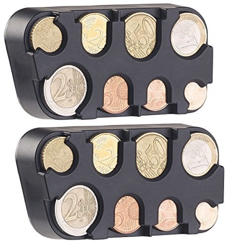 infactory Münzbox: 2er-Set Euro-Münzsammler mit Schnell-Fixierung (Münzbox für Kleingeld, Euro, Münzgeld Aufbewahrung)