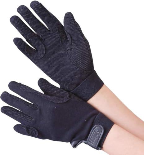 Shires Kinderhandschuhe, Baumwolle (körnige Struktur), Damen Unisex Baby - Jungen Herren, S-GR-880, Schwarz , M - 4-5 años