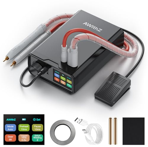 Akku-Punktschweißgerät, AWithZ 9000W Punktschweißgerät UK3, 10000mAh.Drehknopfbedienung, 100 Gänge, Fußpedalbedienung, 0,1–0,3mm Punktschweißgerät zur Herstellung von DIY-Akkupacks