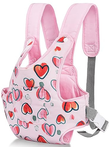 Aolso Babypuppentrage, Puppentrage für Kinder mit verstellbaren, Rückentrage mit verstellbaren Trägern für Babys, Puppezubehör für 14-18 Zoll Puppengurt, Tragepuppenzubehör für Kinder (Rosa)