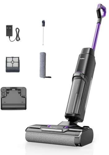 Redkey W15 Nass Trockensauger Akku, 26.000 Pa Selbstreinigung & Wischfunktion, 910ml Dual Wassertank, 3 Reinigungsmodi, Kantenreinigung 6 mm, LED Spracherinnerung, Staubsauger für Hartböden,Tierhaare