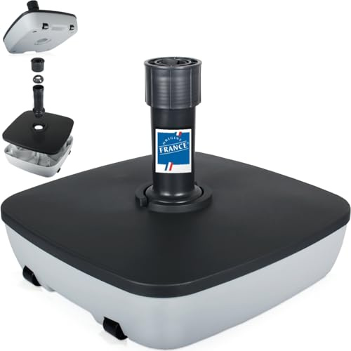 Stimo Premium Sonnenschirmständer für 3,5-5cm mit Rollen Schirmständer rollbar Grau Schirmfuß befüllbar bis 40kg