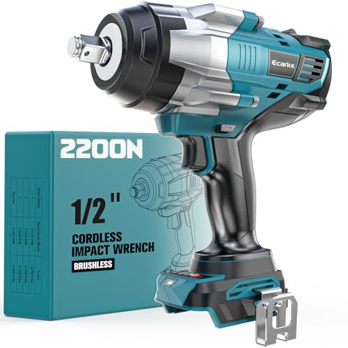 Ecarke Akku-Schlagschrauber 2200 Nm kompatibel mit Makita 18V, 1/2 Zoll | Bürstenloser Motor mit LED-Licht, ideal für Automobile, Lkw, schwere Maschinen und Werkstatt, ohne Akku und Ladegerät