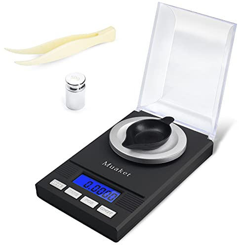50g / 0.001g Feinwaage mit 6 Wiegeeinheiten, Milligramm Waage mit Gewichte | Grammwaage mit TARE Funktion und LCD-Display, Mikrowaage mit Pinzette und Batterienzum, MG Waage von Pulvern, Schmuck