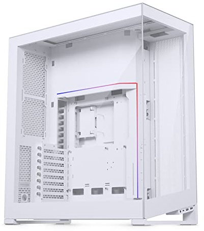 Phanteks (PH-NV723TG_DMW01) NV7 Showcase Full-Tower Chassis, hohe Luftstromleistung, integrierte D/A-RGB-Beleuchtung, nahtloses gehärtetes Glasdesign, 12 Lüfterpositionen, mattweiß