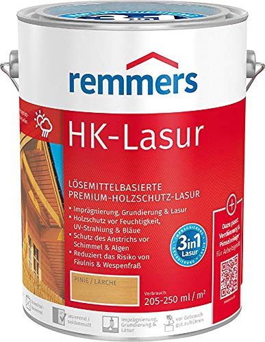 Remmers HK-Lasur 3in1 nussbaum, 5 Liter, Holzlasur aussen, 3n1: Imprägnierung, Grundierung & Lasur, Holzschutz vor Feuchtigkeit & UV-Strahlung