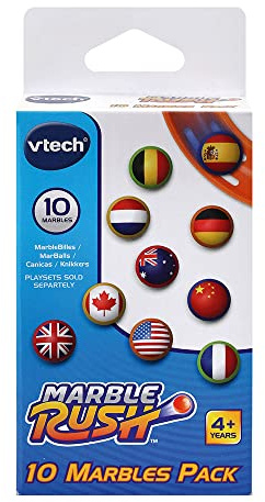 VTech Marble Rush - 10er-Set MarBalls – Zusätzliche Kugeln für alle Marble Rush Murmelbahnen – Mit Länderflaggen – Für Kinder von 4-12 Jahren