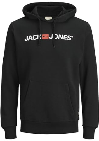 JACK & JONES Herren Jjecorp Logo Sweat Hood Noos 12137054 Kapuzenpullover, Schwarz, XL EU
