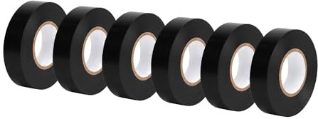 Amazon Basics Isolierband, 1.9 cm x 18.3 m, schwarz, 6 stück, 1er-Pack, ideal für Heimwerken, Reparaturen, Arbeiten an Elektrik oder Autos und Ausrüstung