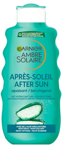 Garnier After Sun Lotion, Kühlende und beruhigende Bodylotion mit Aloe Vera, Ambre Solaire After Sun Beruhigende Feuchtigkeits-Milch, 1 x 200 ml