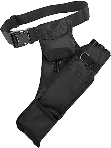 Hisxus Bogenschießen Tasche Outdoor Canvas Pfeil Köcher Jagd DREI Schlauch Bogenschießen Zubehör Bogenschießen Tasche Taille Span (schwarz)