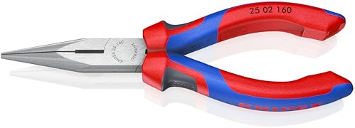 KNIPEX Flachrundzange mit Schneide (Radiozange) mit Comfort-Griffen 160 mm, 25 02 160