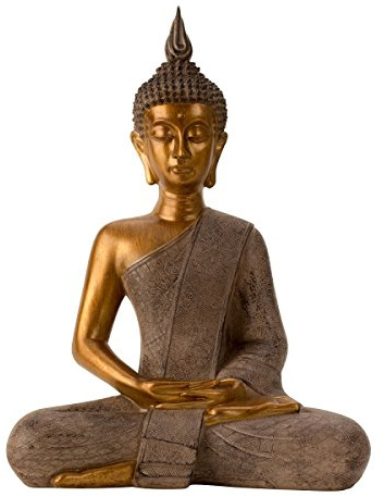 unbekannt Buddha Figur im Lotussitz 42 cm Gold Grau