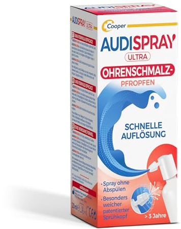 AUDISPRAY Ultra - Behandlung von Ohrenschmalzpfropfen - Schnelle Auflösung von Ohrenschmalzpfropfen - Ohr - Spray 20 ml