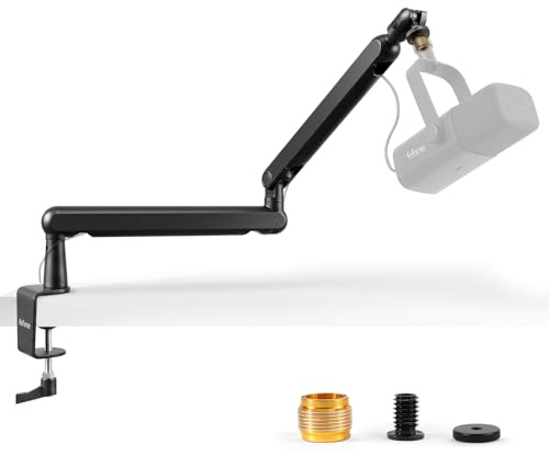 FIFINE Mikrofon Arm, flach einstellbarer Stangen Mikrofon Ständer mit Mikrofonclip, Schraubenadapter, Kabelmanagement, für Podcast, Streaming, Gaming, Studio