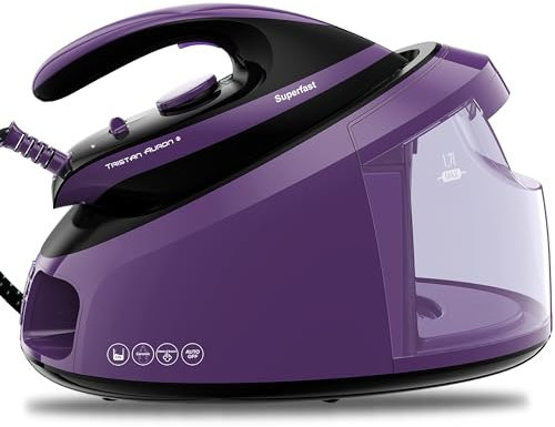 Tristan Auron Dampfbügelstation 6.5 bar Dampfdruck - 2800 W, variabler Dampf, 420g/Min. Dampfstoß I 1,7L Wassertank – Abschaltautomatik (Superfast Lila)