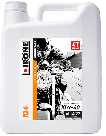IPONE - 4-Takt-Motorradöl 10W40 10.4-4 Liter - Halbsynthetisch - Schutz des Motors - Optimale Schmierung, schwarz