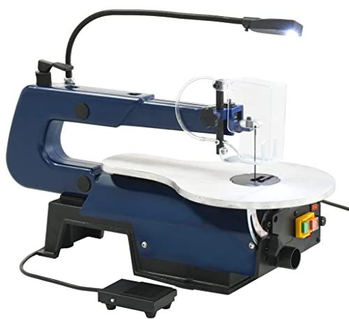 vidaXL Dekupiersäge mit Fußpedal LED-Licht Sägeblätter Laubsäge Feinschnitt Säge Feinsäge Modellbausäge 125 W Schnitthöhe 50 mm Schnitttiefe 406 mm Elektrisch